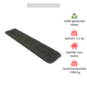 7,5x60x90 cm Drempelhulp rubber, 3 zijdig oprijdbaar 7,5x60x90 cm Drempelhulp rubber, 3 zijdig oprijdbaar