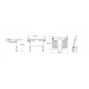 Douchezitje opklapbaar U-vorm - 58cm breed