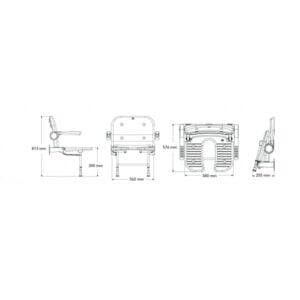 Douchezitje U-vorm met rug- en armleuningen - 58cm breed