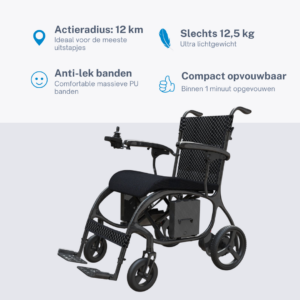 Lichtgewicht opvouwbare elektrische rolstoel - 12,5 kg - Carbon