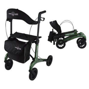 Homecare lichtgewicht Rollator van 5,8 kg – Carbon rollator tot 150 kg draaggewicht – Dubbel opvouwbaar en inclusief reistas - Groen