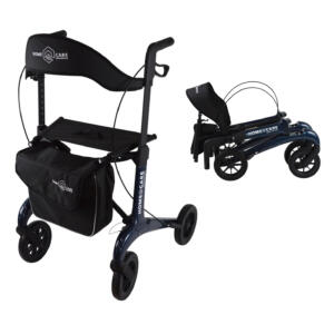 Homecare lichtgewicht Rollator van 5,8 kg – Carbon rollator tot 150 kg draaggewicht – Dubbel opvouwbaar en inclusief reistas - Blauw