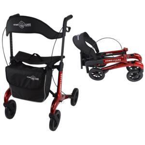 Homecare lichtgewicht Rollator van 5,8 kg – Carbon rollator tot 150 kg draaggewicht – Dubbel opvouwbaar en inclusief reistas - Rood