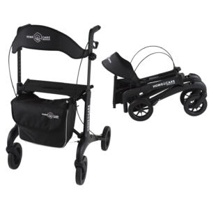 Homecare lichtgewicht Rollator van 5,8 kg – Carbon rollator tot 150 kg draaggewicht – Dubbel opvouwbaar en inclusief reistas - Zwart
